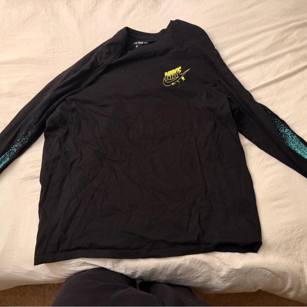 Nike Black Long sleeve Tee with White Logo